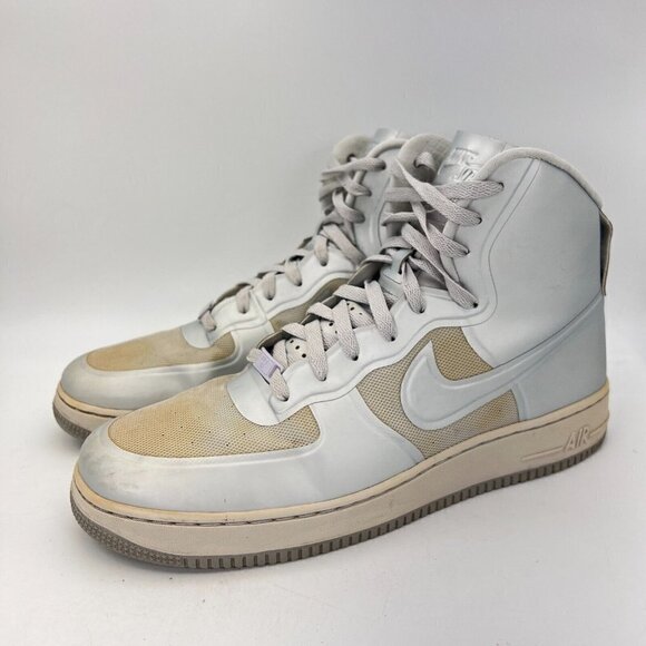 Nike Air Force One AF-1 Hyperfuse Silver Men Size 11.5 Hi Top Shoes 454433-001 - Picture 1 of 12